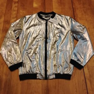 Zeroyaa Mens Silver Paisley Slim fit Club Wear Bomber Jacket